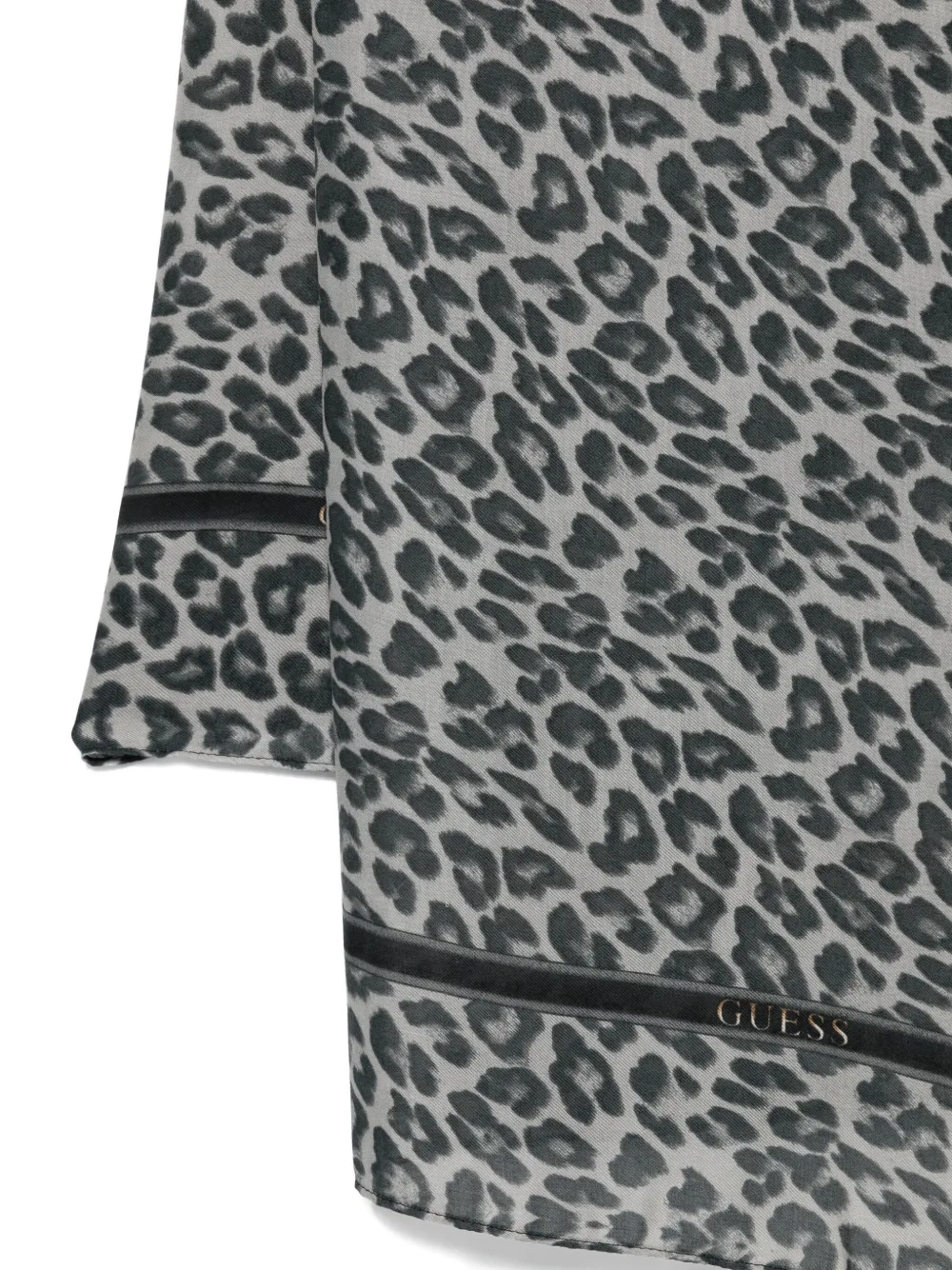 Guess Usa Leopard-print Chain-detail Scarf In Gray