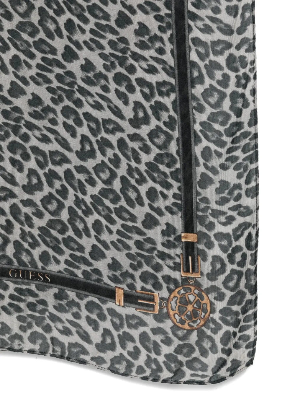 GUESS USA leopard-print chain-detail scarf - Grijs