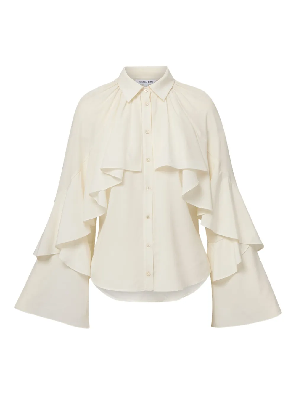 Veronica Beard Ruffled Bell-sleeve Blouse In White