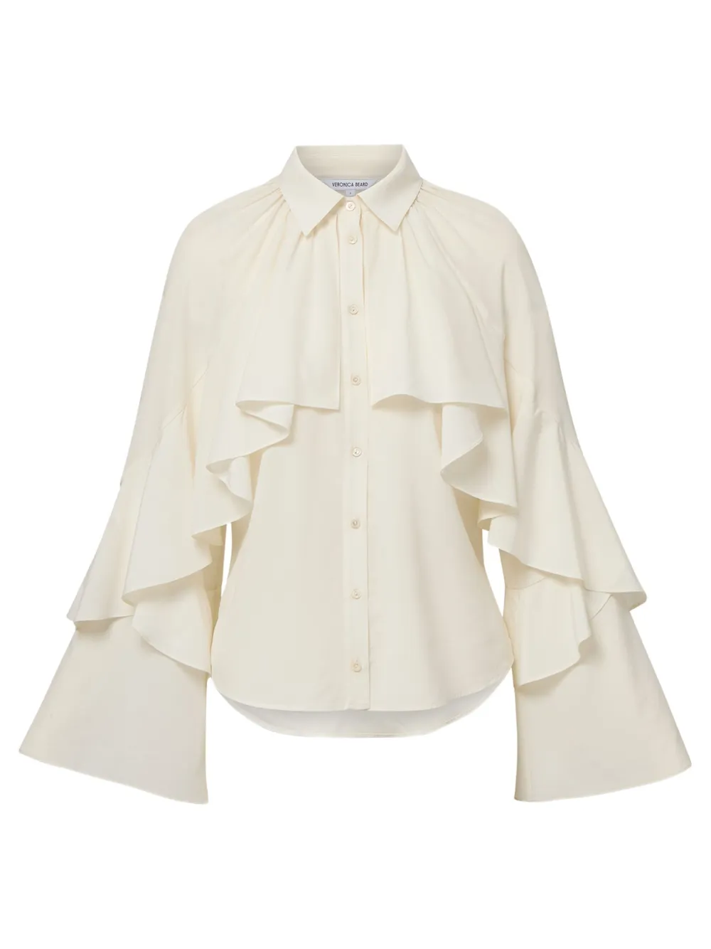 Veronica Beard Ruffled Bell-sleeve Blouse In White