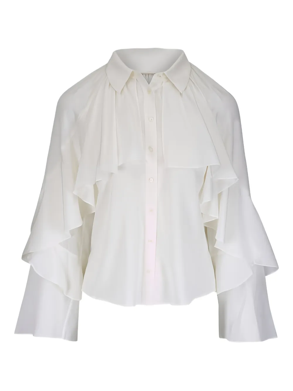 Veronica Beard ruffled bell-sleeve blouse - Neutrals
