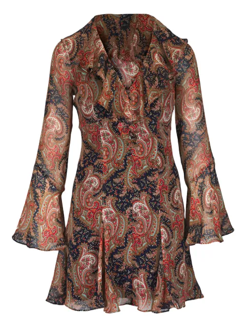 Veronica Beard Adrienne paisley-print bell-sleeve mini dress