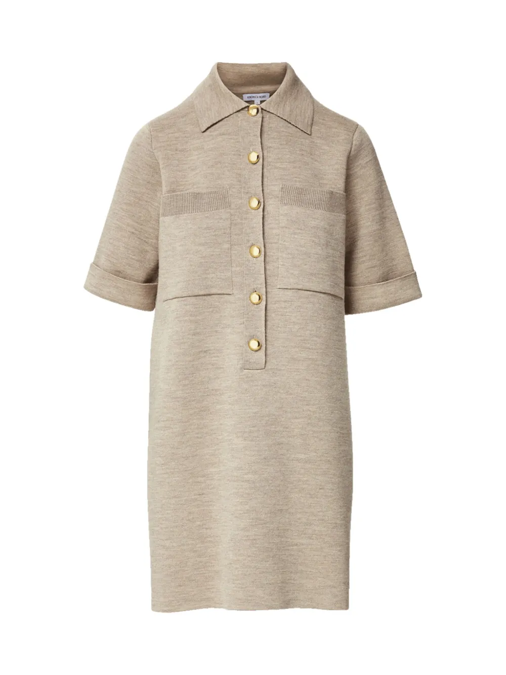 Veronica Beard Madden Merino Wool Mini Shirtdress In Neutral