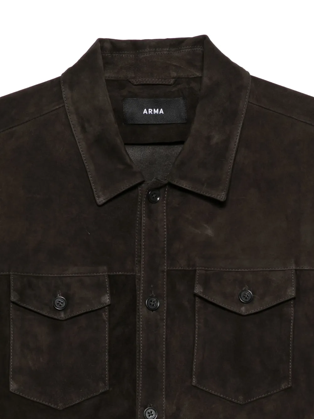 Arma Suede-leather Shirt In Brown