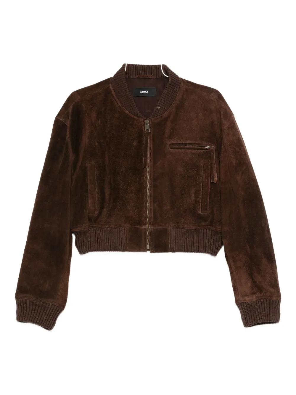 Arma Zip-fastening Suede Jacket In Brown