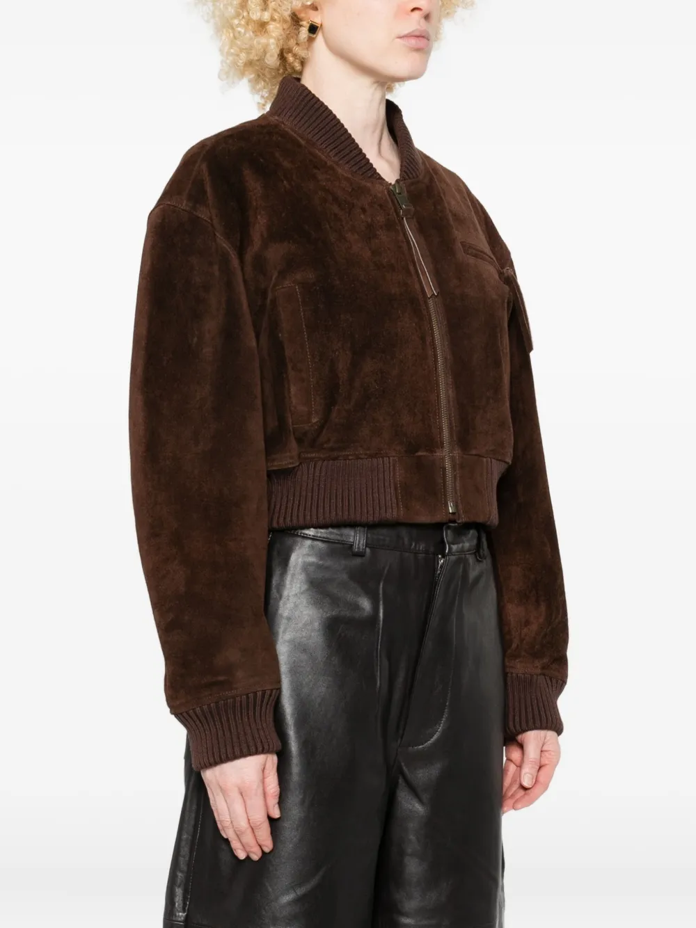 Arma Zip-fastening Suede Jacket In Brown