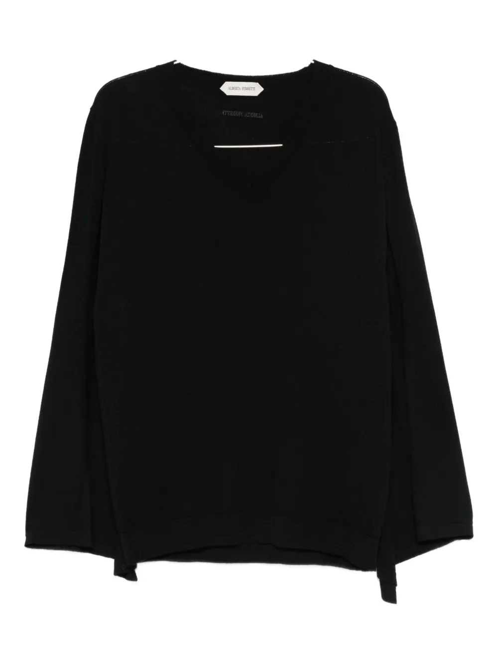 Alberta Ferretti Wide-sleeve Wool Sweater In Black