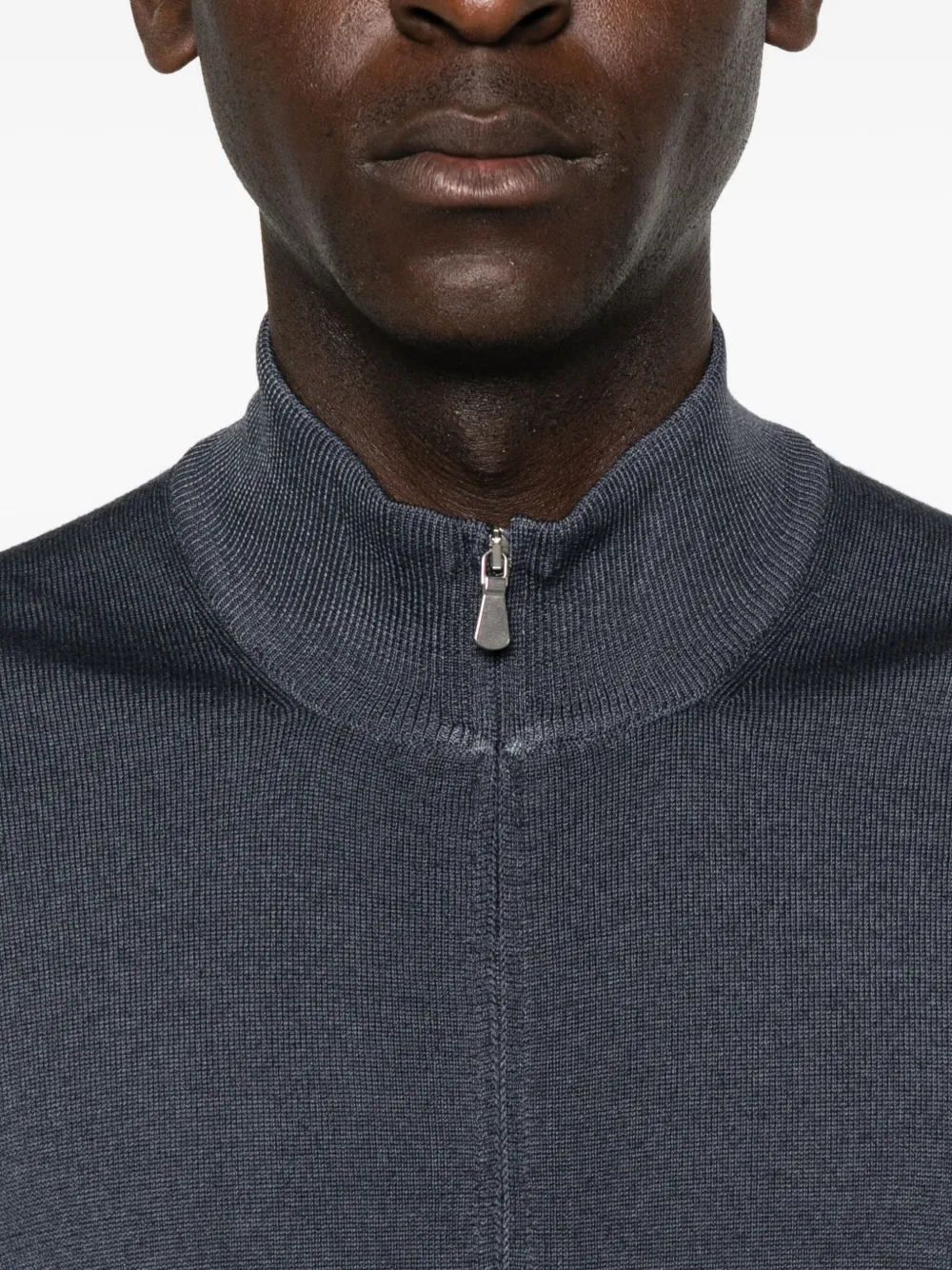 Barba Napoli High-neck Zip-up Sweater In Gray