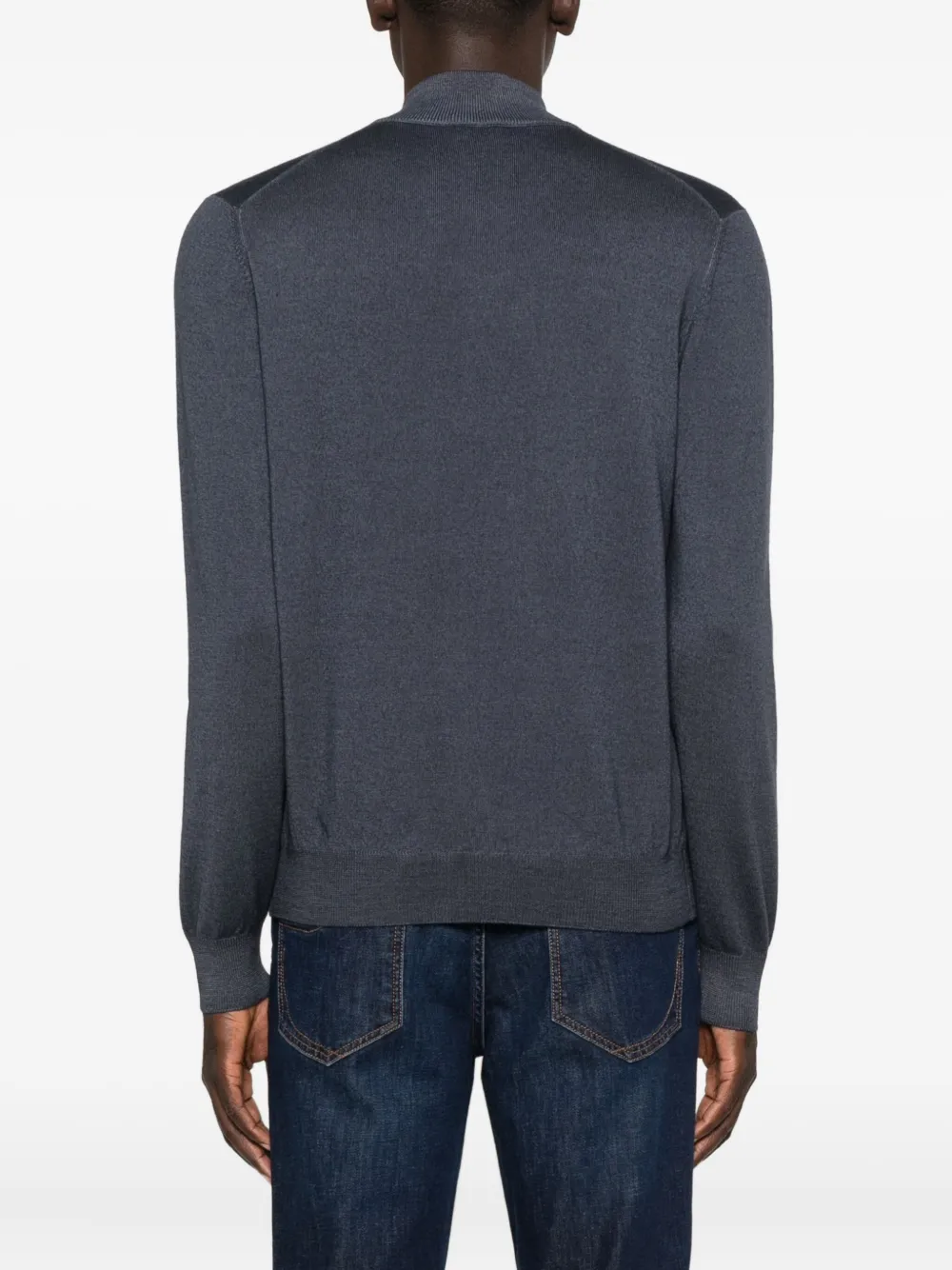Barba Napoli High-neck Zip-up Sweater In Gray