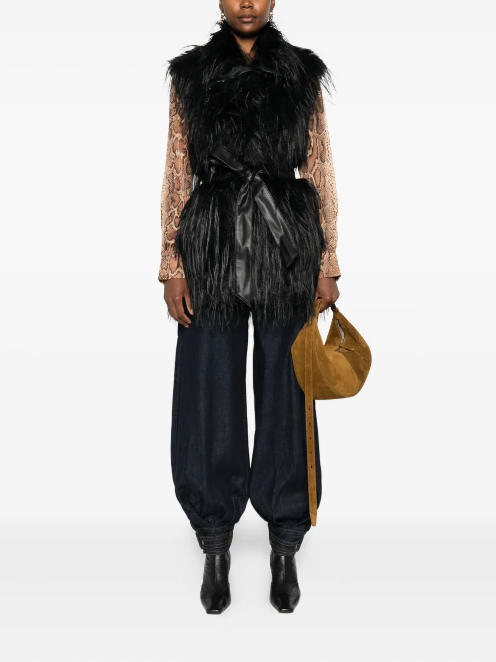PINKO faux-fur belted gilet | Faux Fur & Shearling Jackets | Image 2