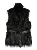 PINKO faux-fur belted gilet - Black