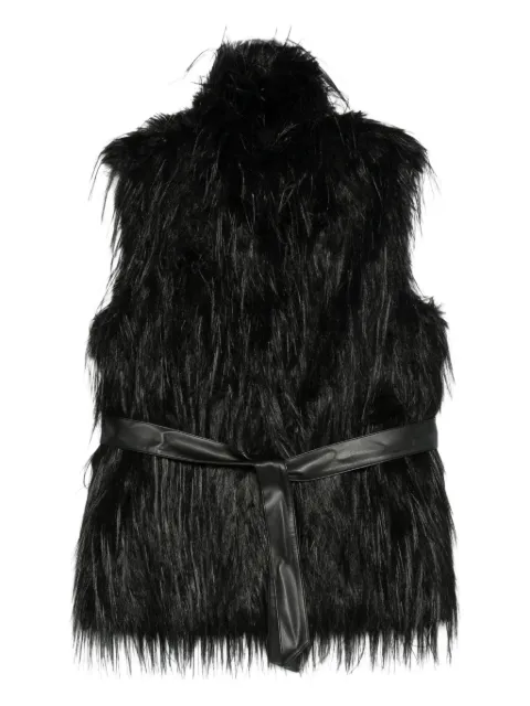 PINKO faux-fur belted gilet