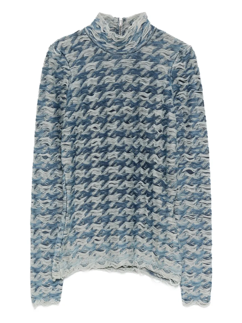 Diesel turtleneck wave-pattern sweater - ブルー Diesel turtleneck wave-pattern sweater - ブルー