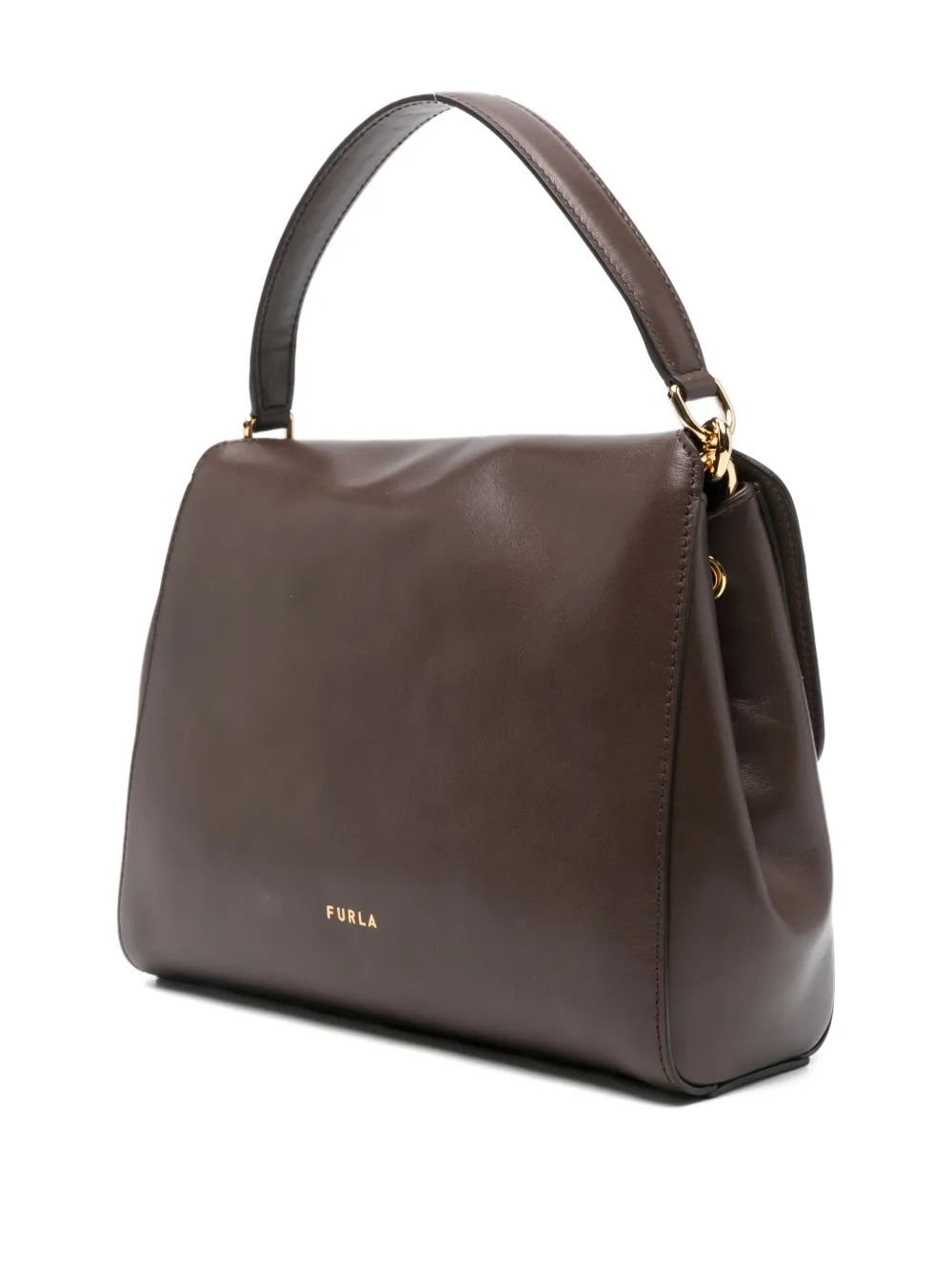 Furla Domus Leather Tote Bag In Brown