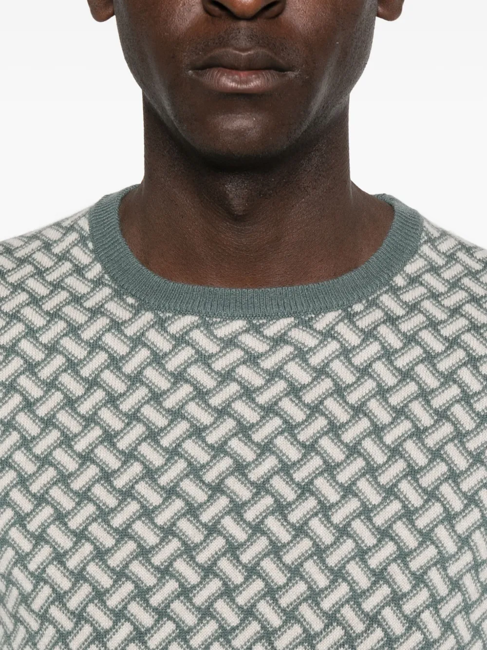 Drumohr Geometric-pattern Cashmere Sweater In Green