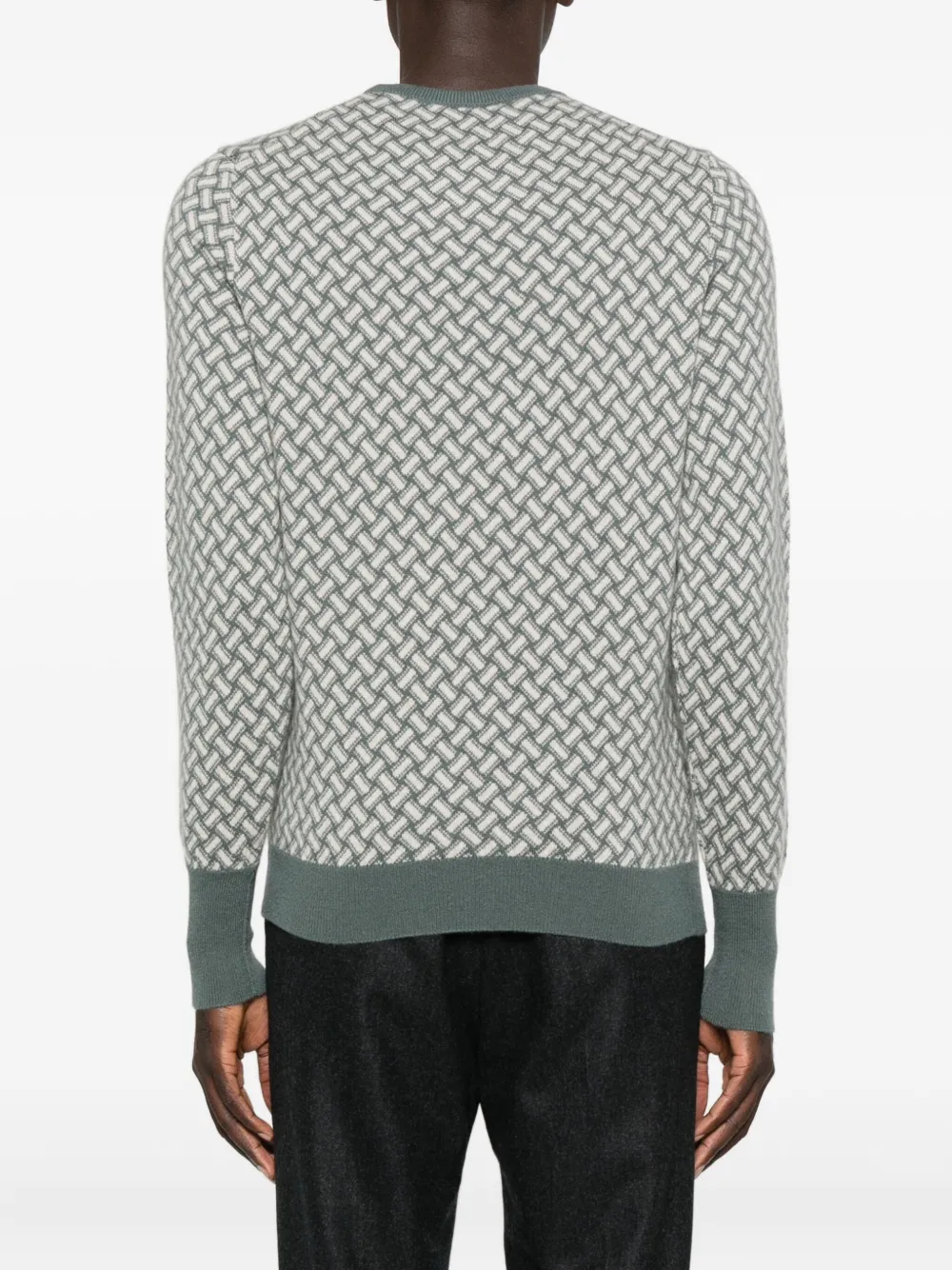 Drumohr Geometric-pattern Cashmere Sweater In Green