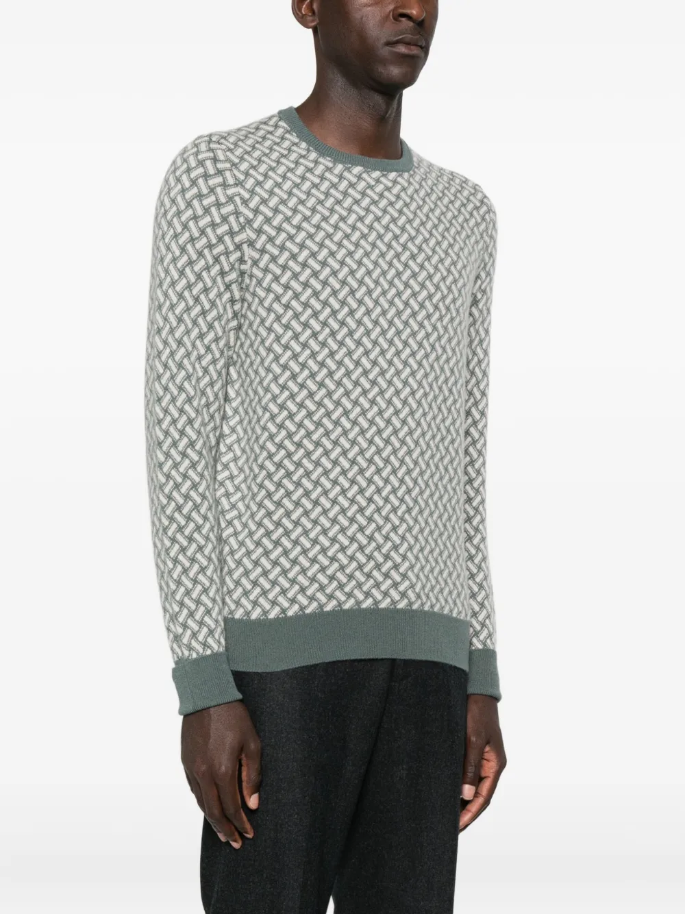Drumohr Geometric-pattern Cashmere Sweater In Green