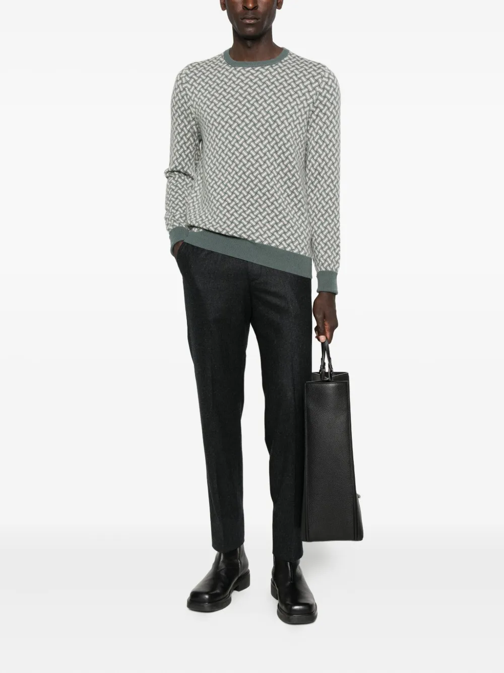 Drumohr geometric-pattern cashmere sweater - Groen