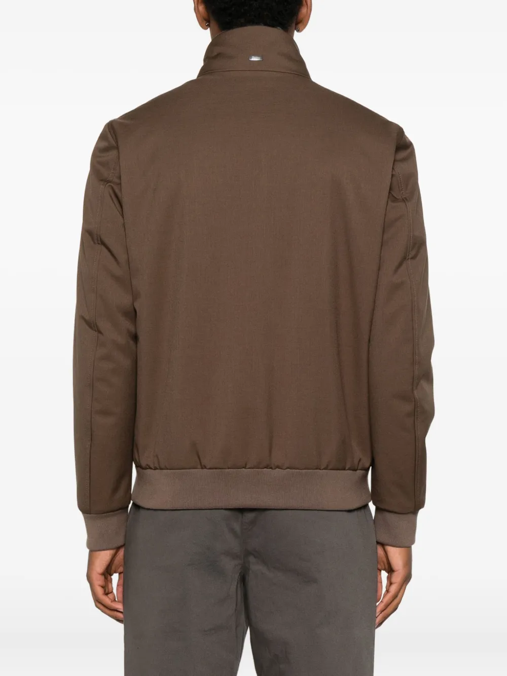 Herno Faux-fur Collar Zip-front Jacket In Brown