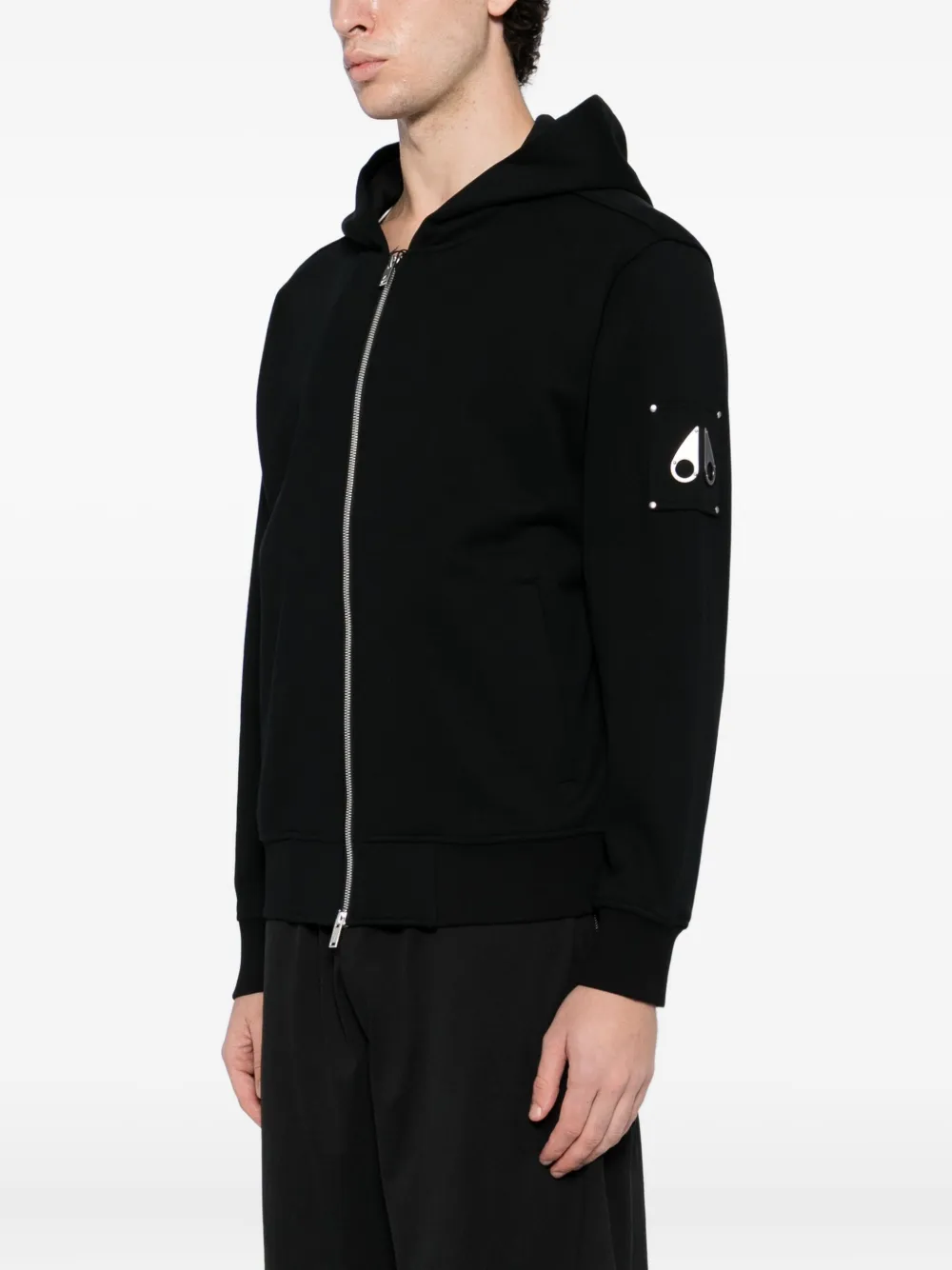 Moose Knuckles Hoodie met logoplakkaat Zwart