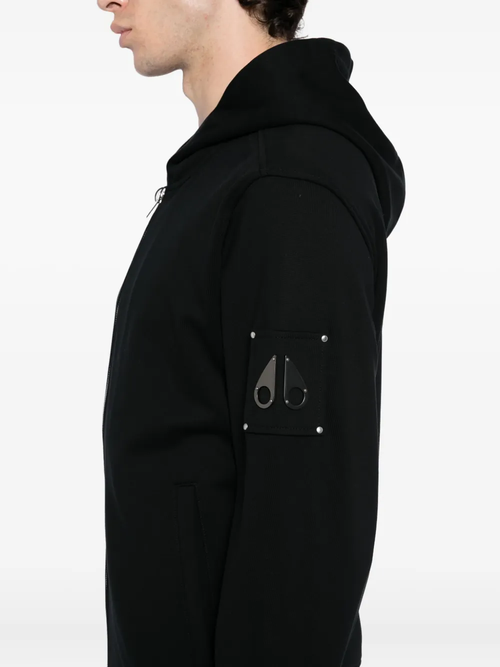 Moose Knuckles Hoodie met logoplakkaat Zwart