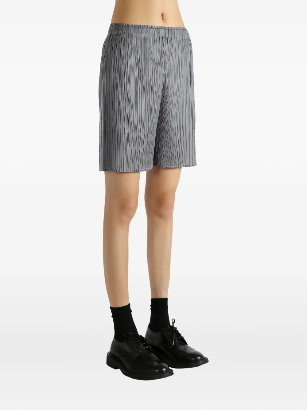 Issey Miyake Lucid Pleats Elastic-waist Shorts In Gray