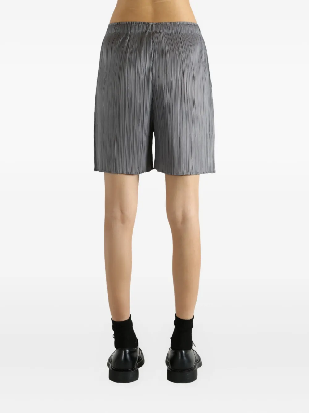 Issey Miyake Lucid Pleats Elastic-waist Shorts In Gray