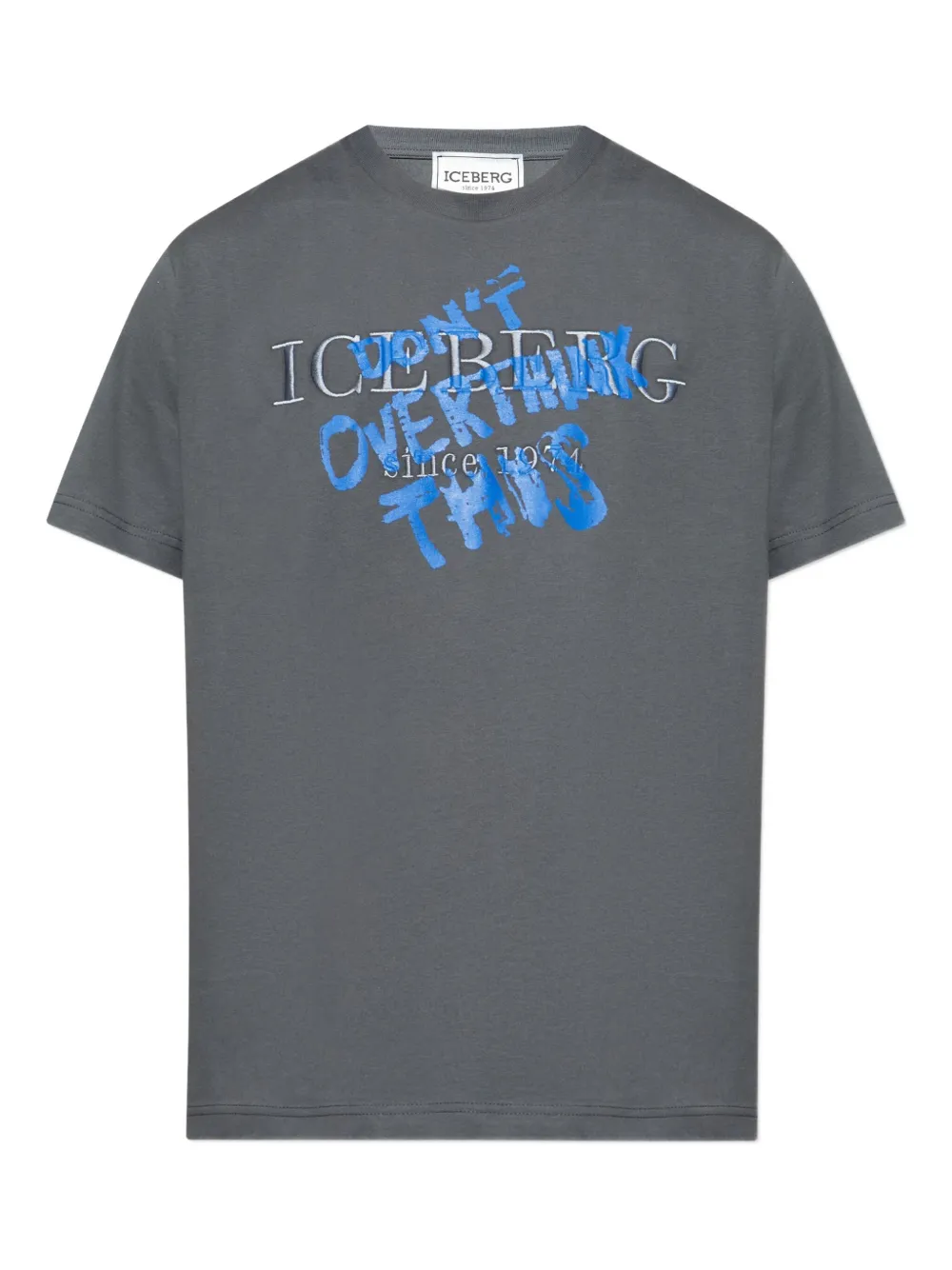 Iceberg Graffiti-print Logo-embroidered T-shirt In Gray