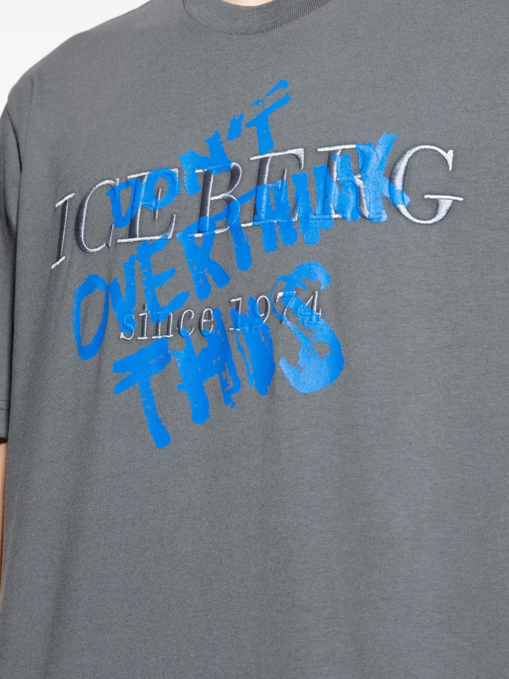 Iceberg Graffiti-print Logo-embroidered T-shirt In Gray