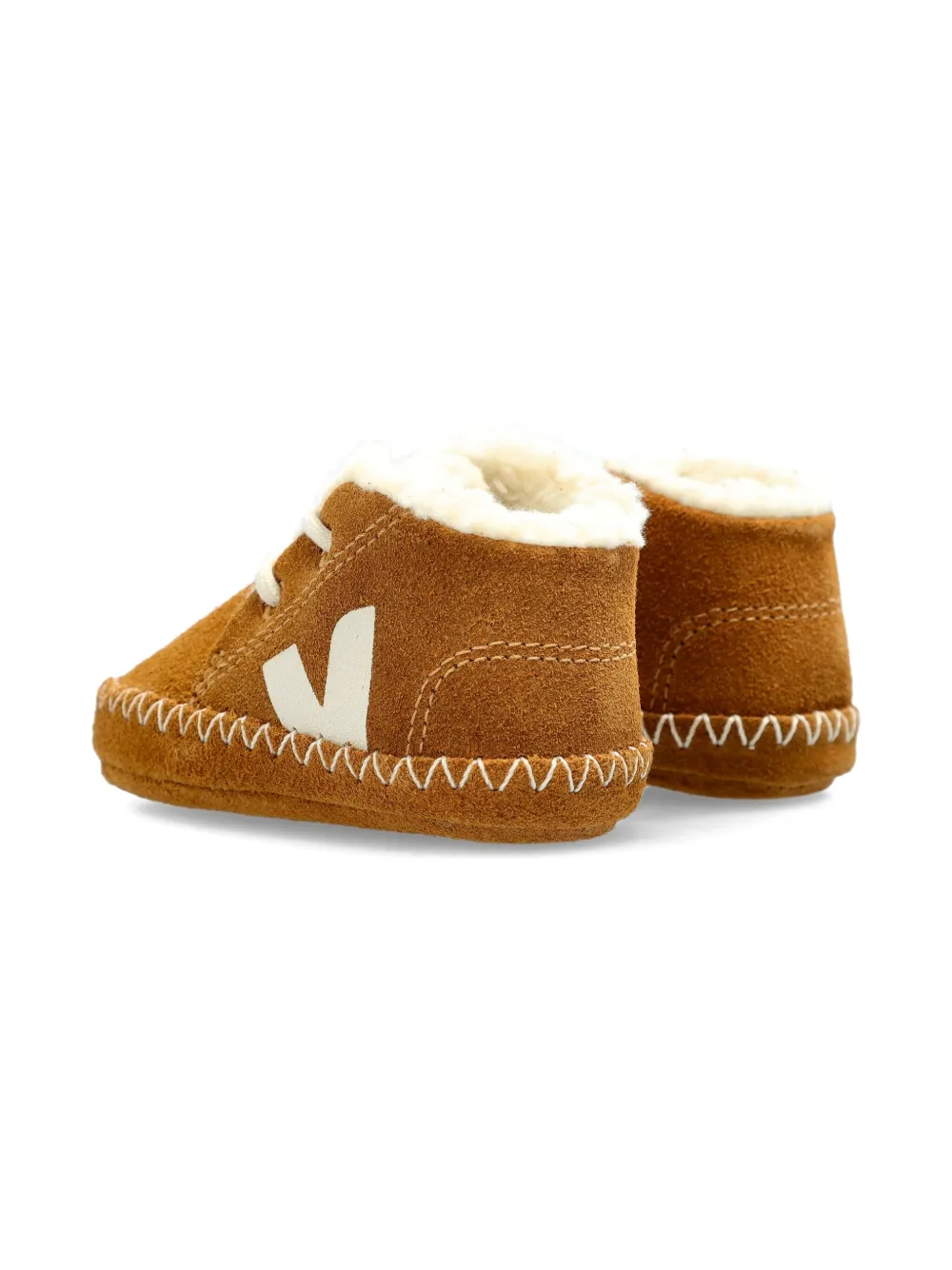 VEJA Kids Suède babyschoentjes met logo Bruin