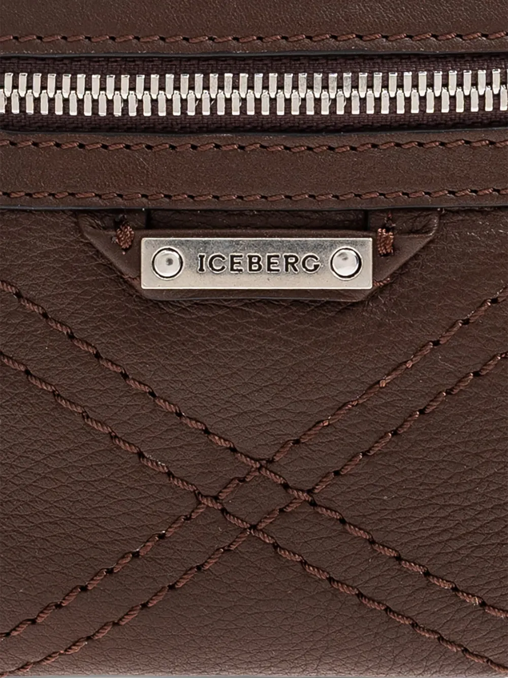 Iceberg Leren heuptas met rits Bruin
