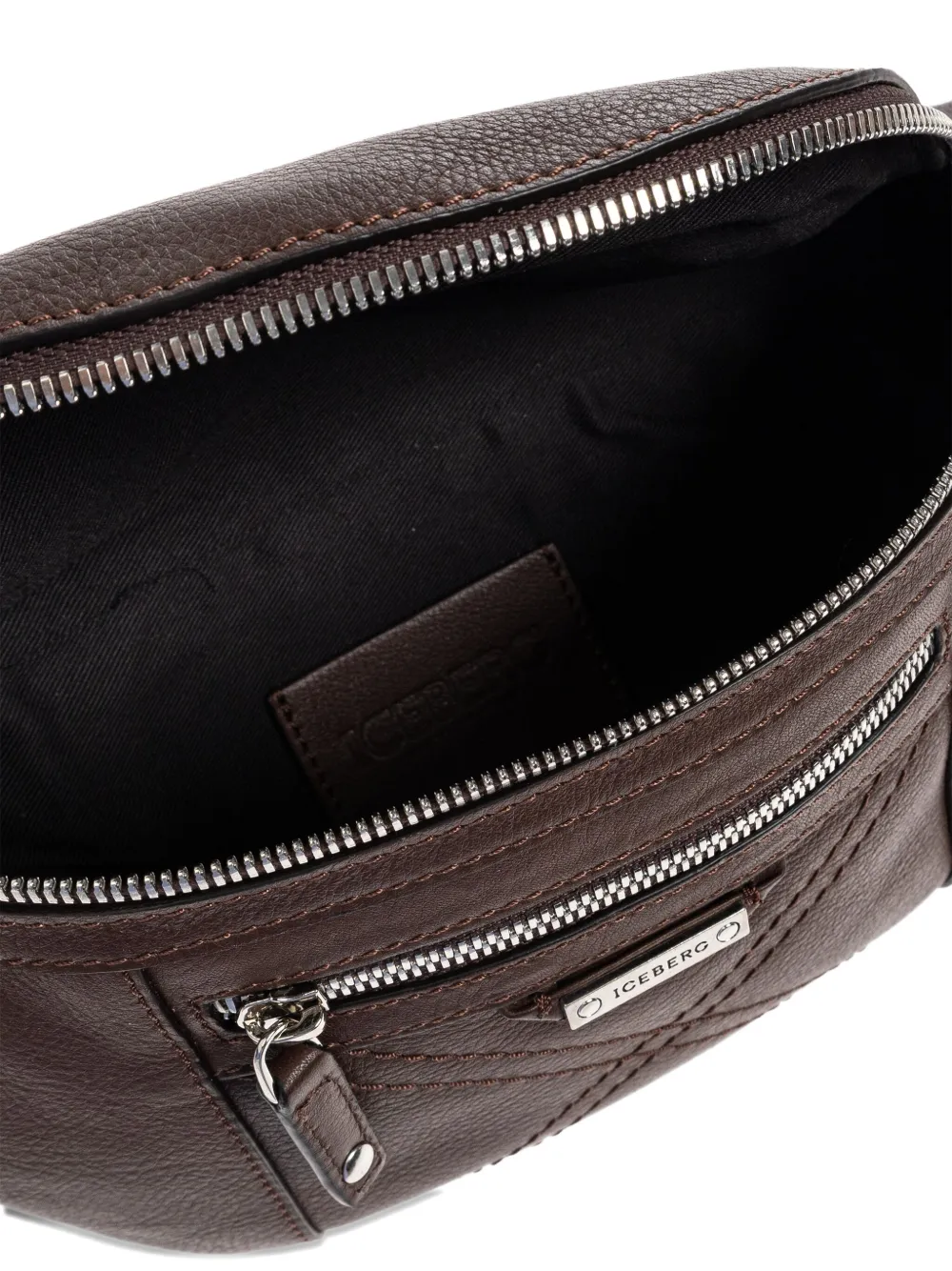 Iceberg Leren heuptas met rits Bruin