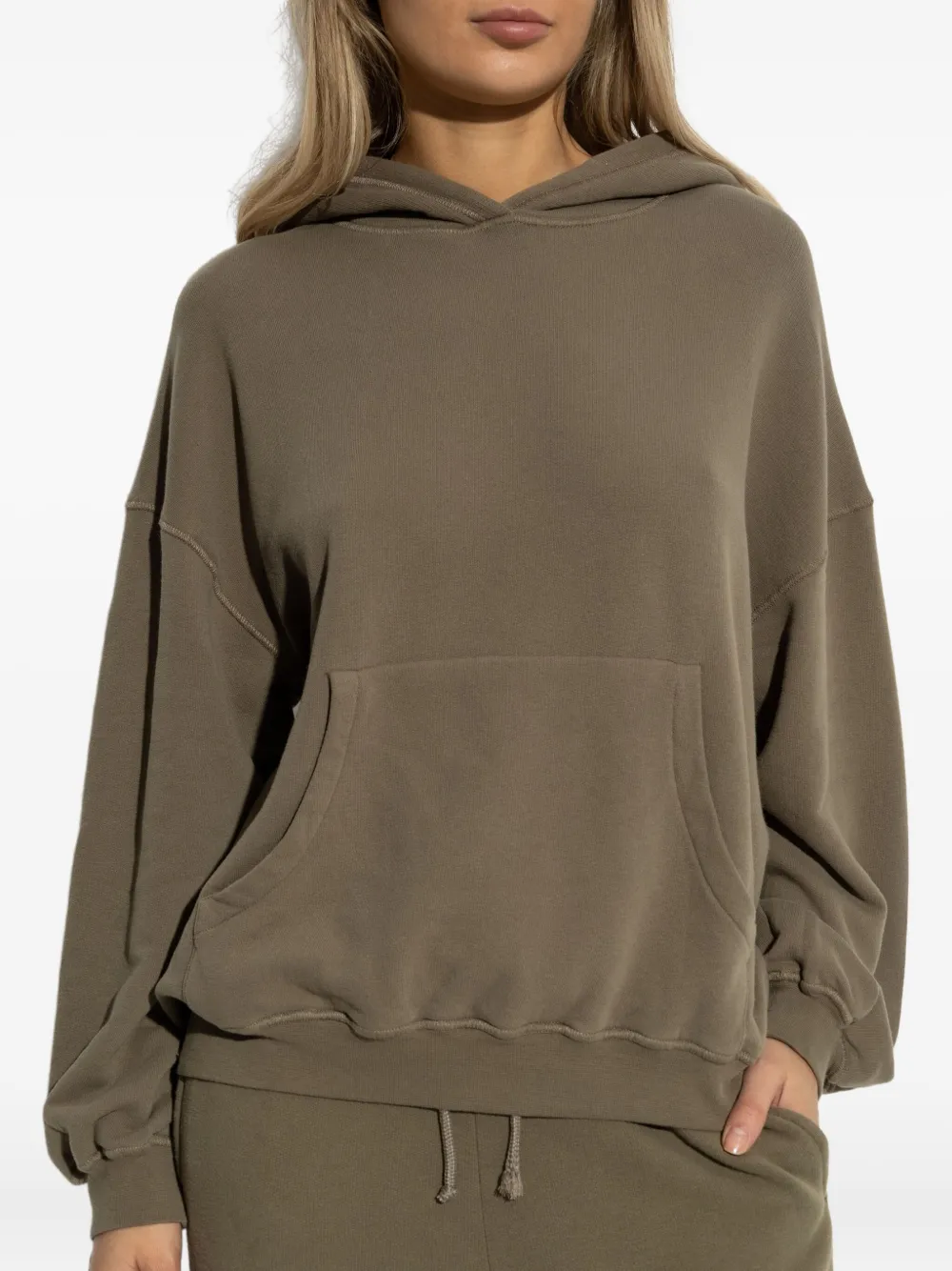American Vintage Long-sleeved Hooded Sweatshirt In Green