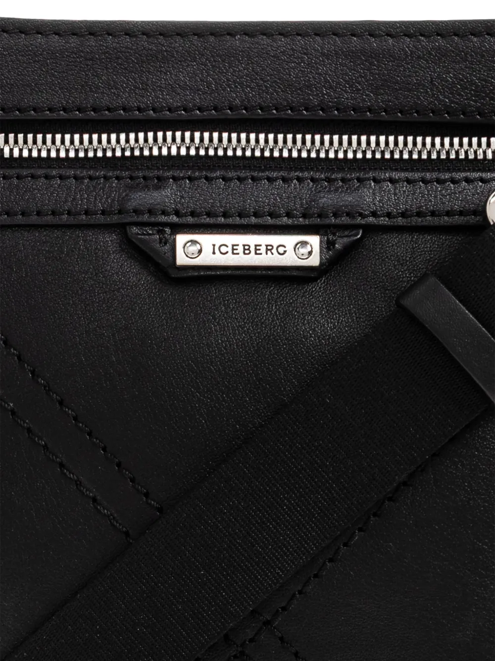 Iceberg Zip Leather Shoulder Bag In Black