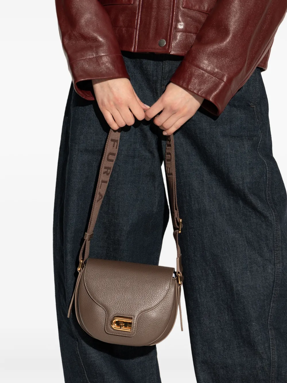 Furla mini Lotus shoulder bag - Bruin