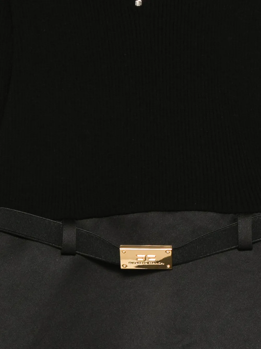 Elisabetta Franchi Zip-neck Belted Mini Dress In Black