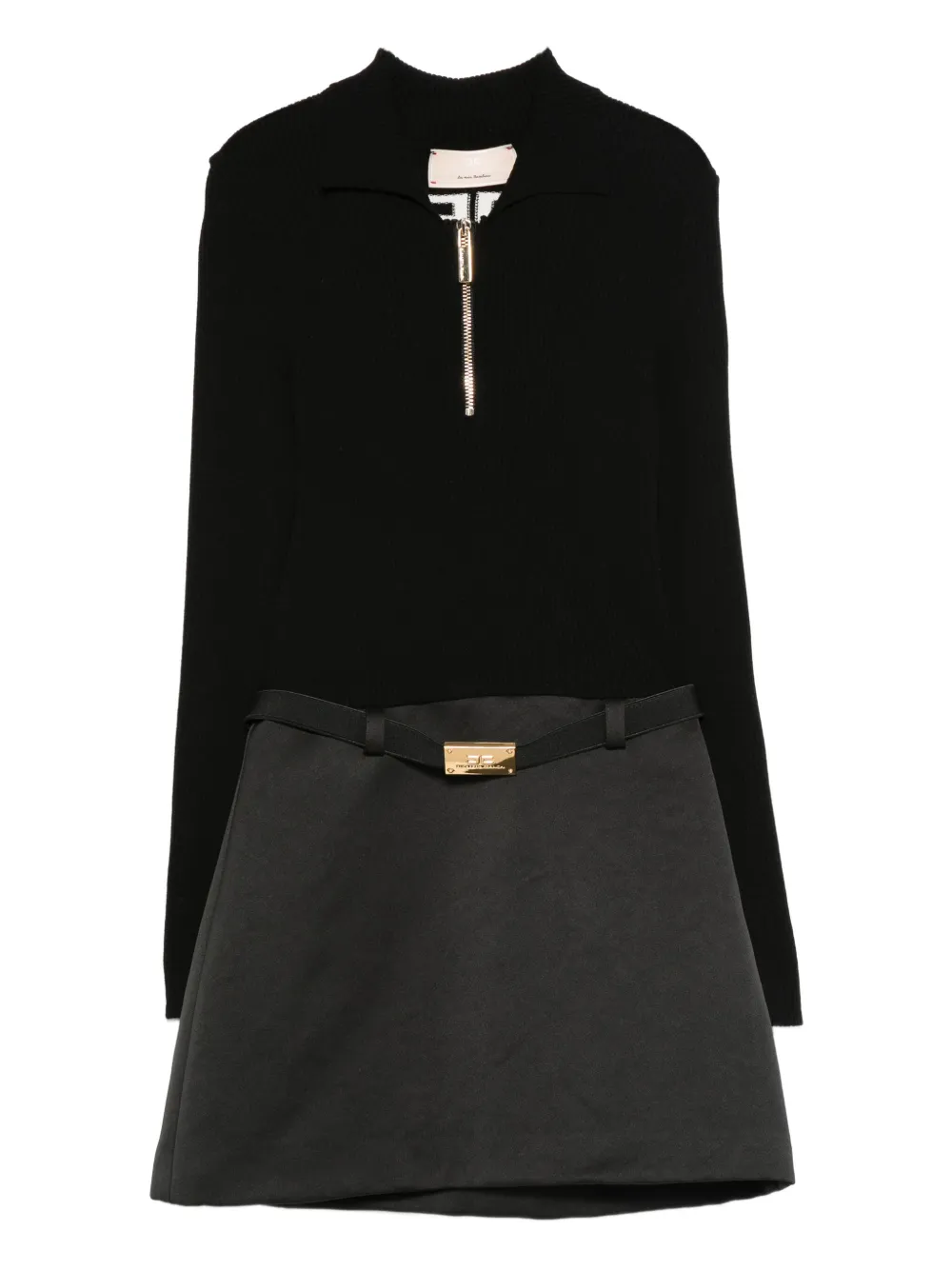 Elisabetta Franchi Kids zip-neck belted mini dress | Black | Image 1