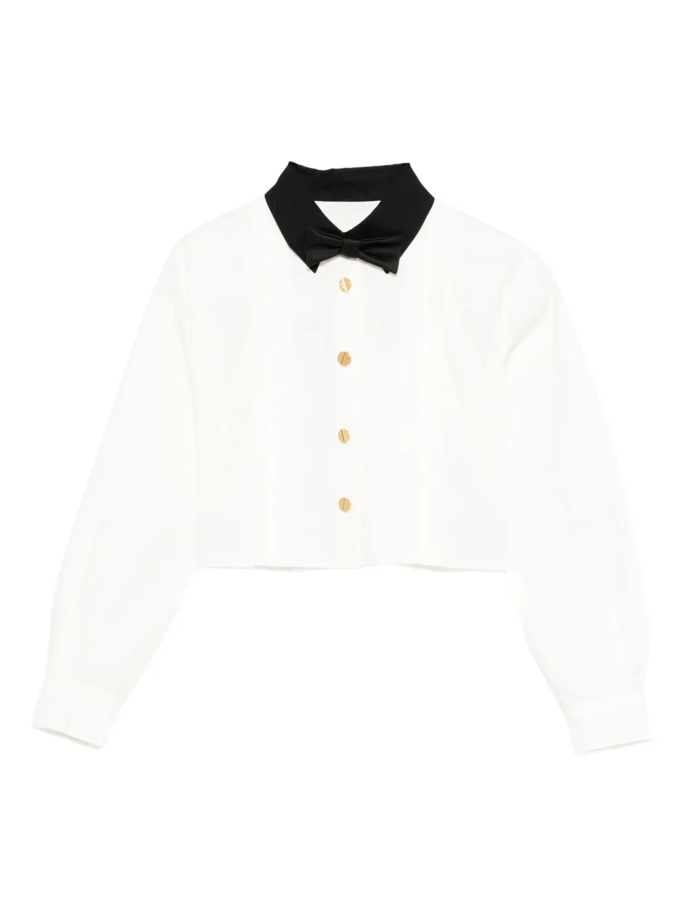 Elisabetta Franchi Kids bow-collar long-sleeve shirt | White | Image 1
