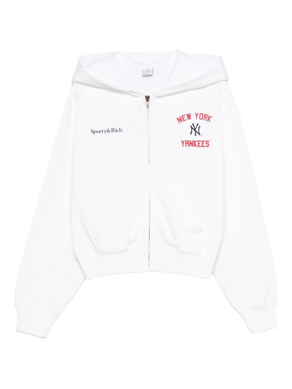 Sporty & Rich Homerun zip-up cropped hoodie | White | Image 1