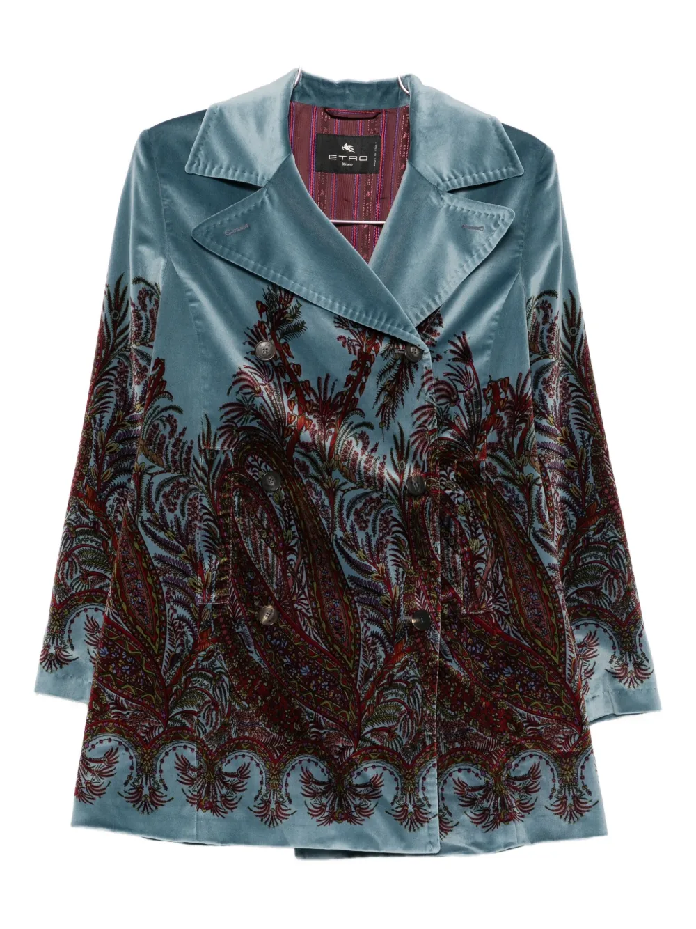 ETRO floral-print velvet jacket - Blu