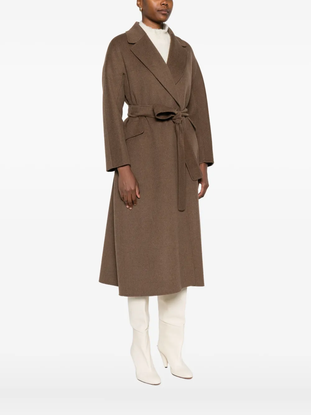 'S Max Mara Jas met revers en ceintuur Bruin