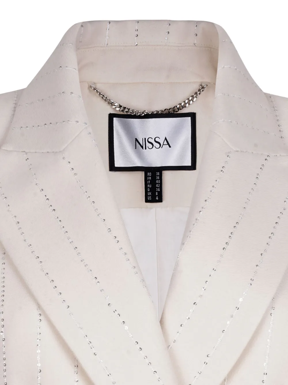NISSA Gestreepte blazer met dubbele rij knopen Wit