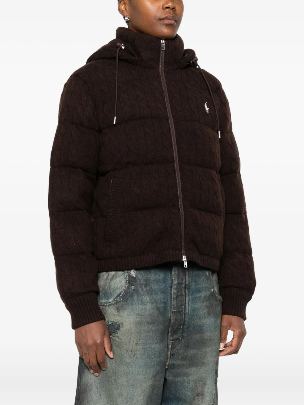 Polo Ralph Lauren Wattierte Jacke Aus Wolle Und Kaschmir In Black