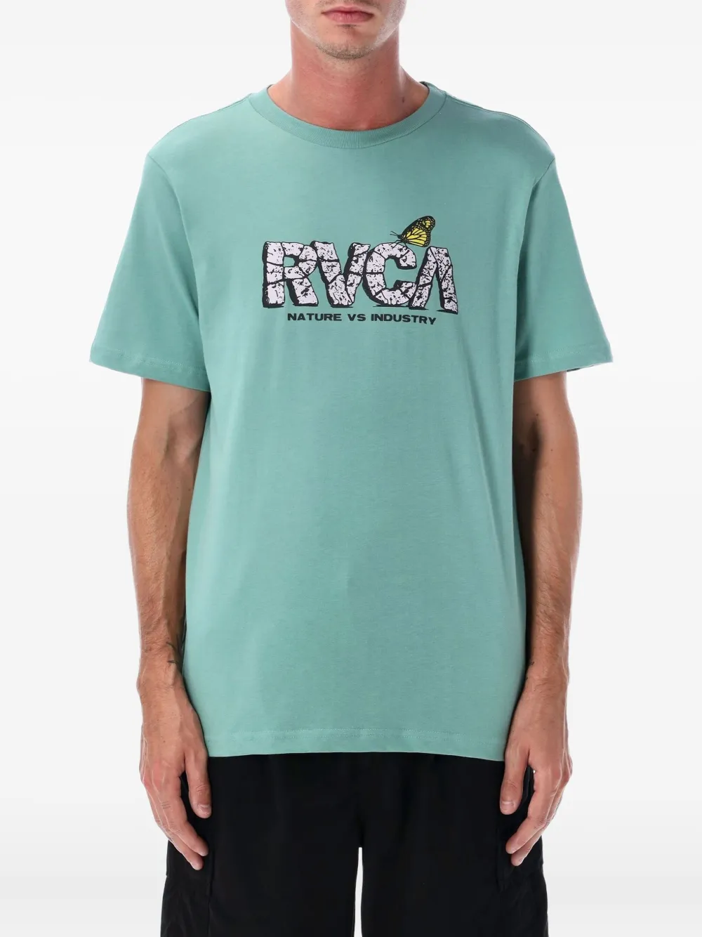 Rvca Butterfly Fx Organic Cotton T-shirt In Green