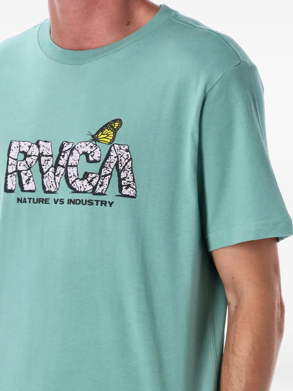 Rvca Butterfly Fx Organic Cotton T-shirt In Green