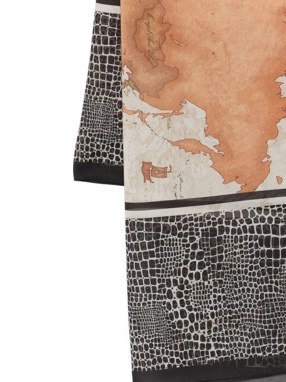Alviero Martini 1° Classe Map-print Crocodile-effect Scarf In Black