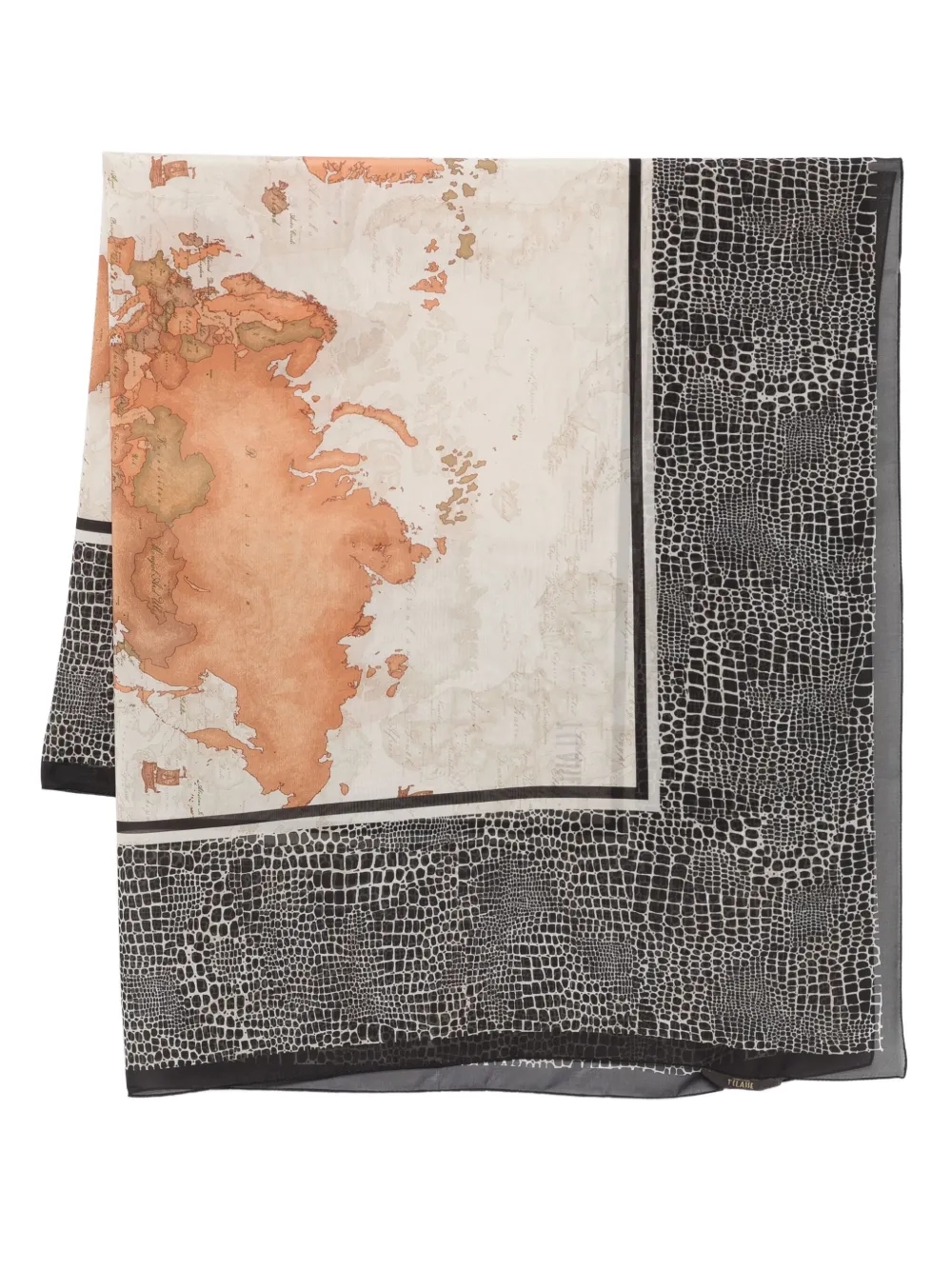 ALVIERO MARTINI 1° CLASSE map-print crocodile-effect scarf | Black | Image 1