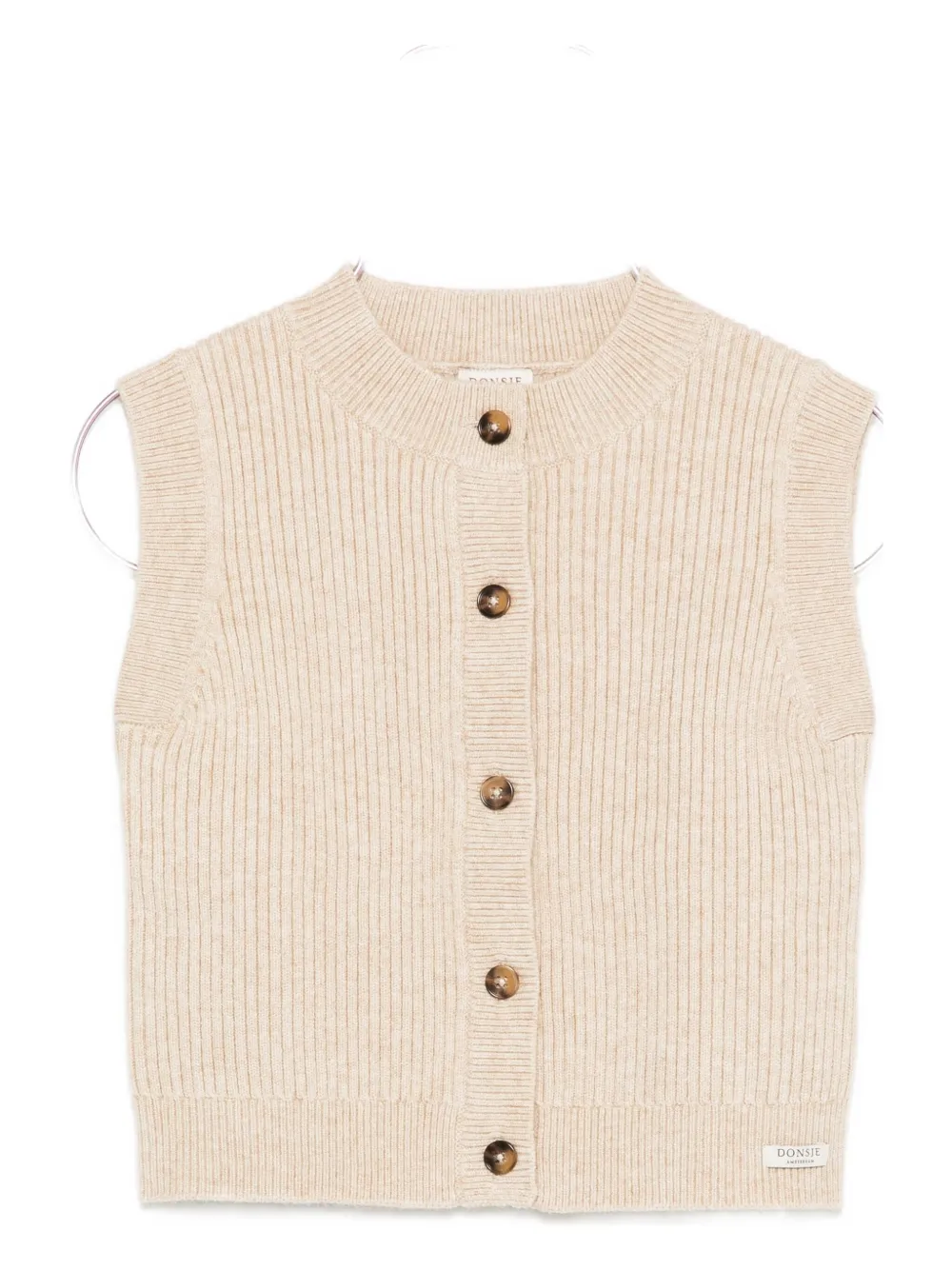 Donsje Ribbed Sleeveless Cardigan In Neutral