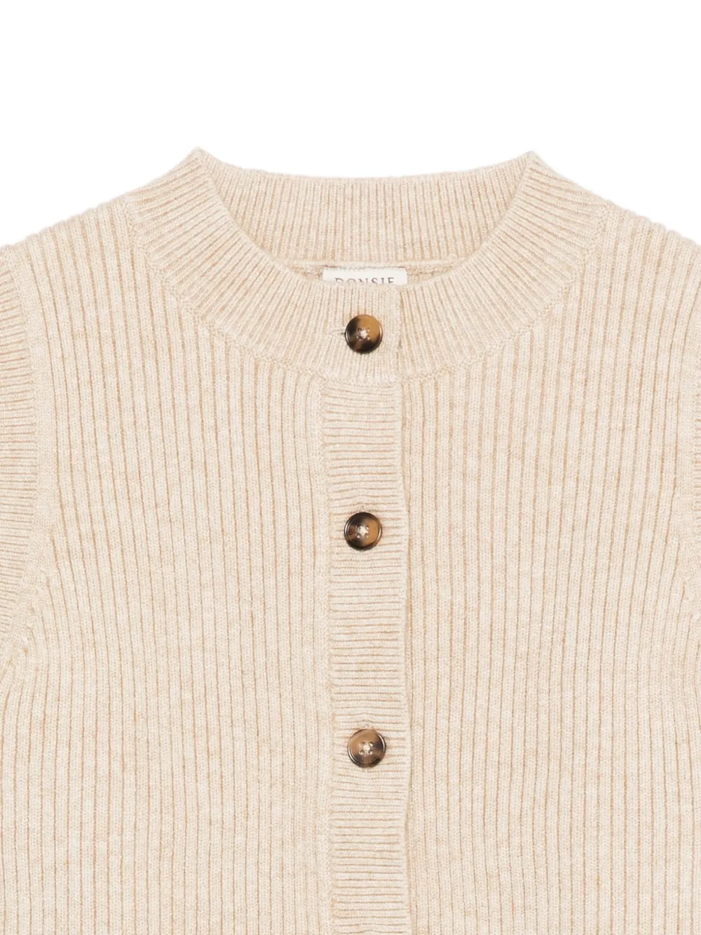 Donsje Ribgebreid mouwloost vest Beige
