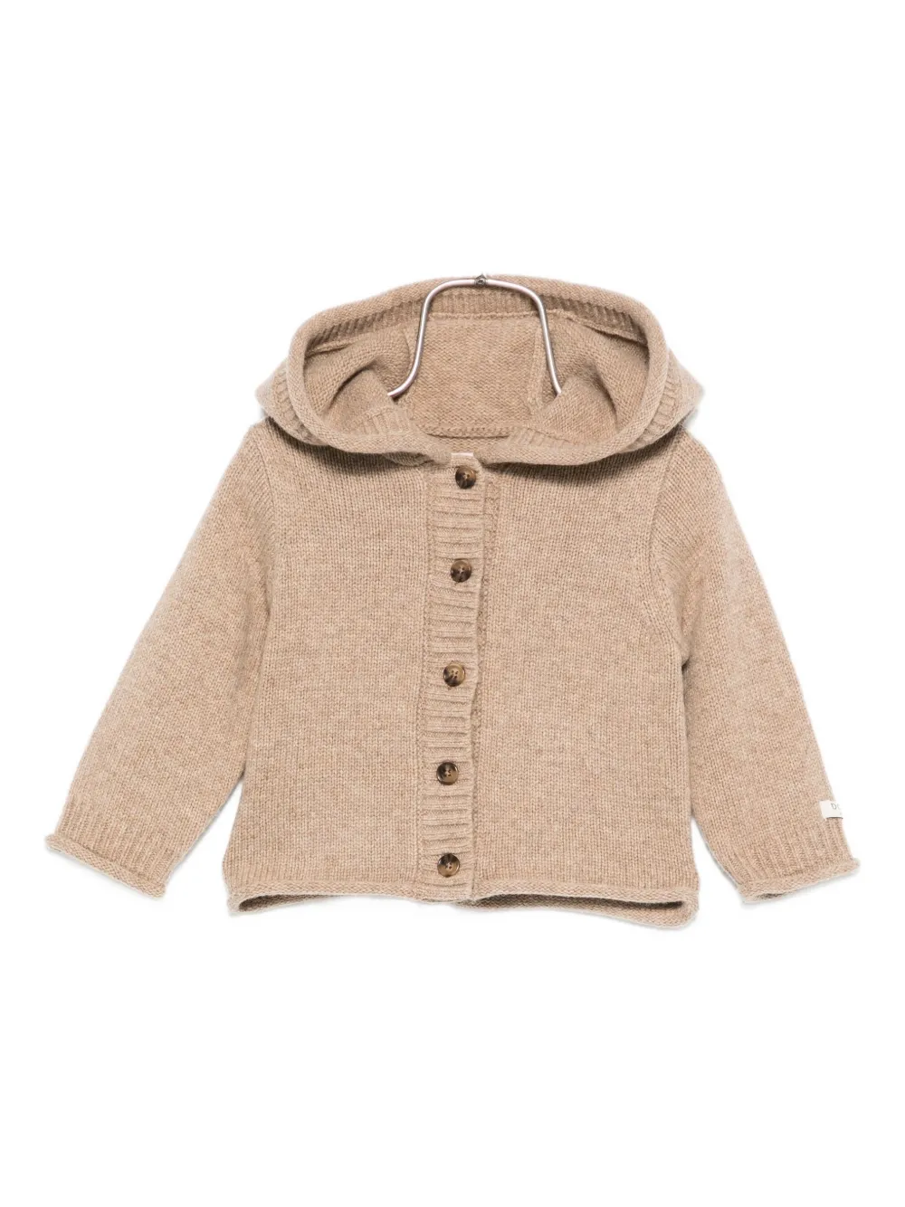 Donsje Hooded Buttoned Cardigan In Brown